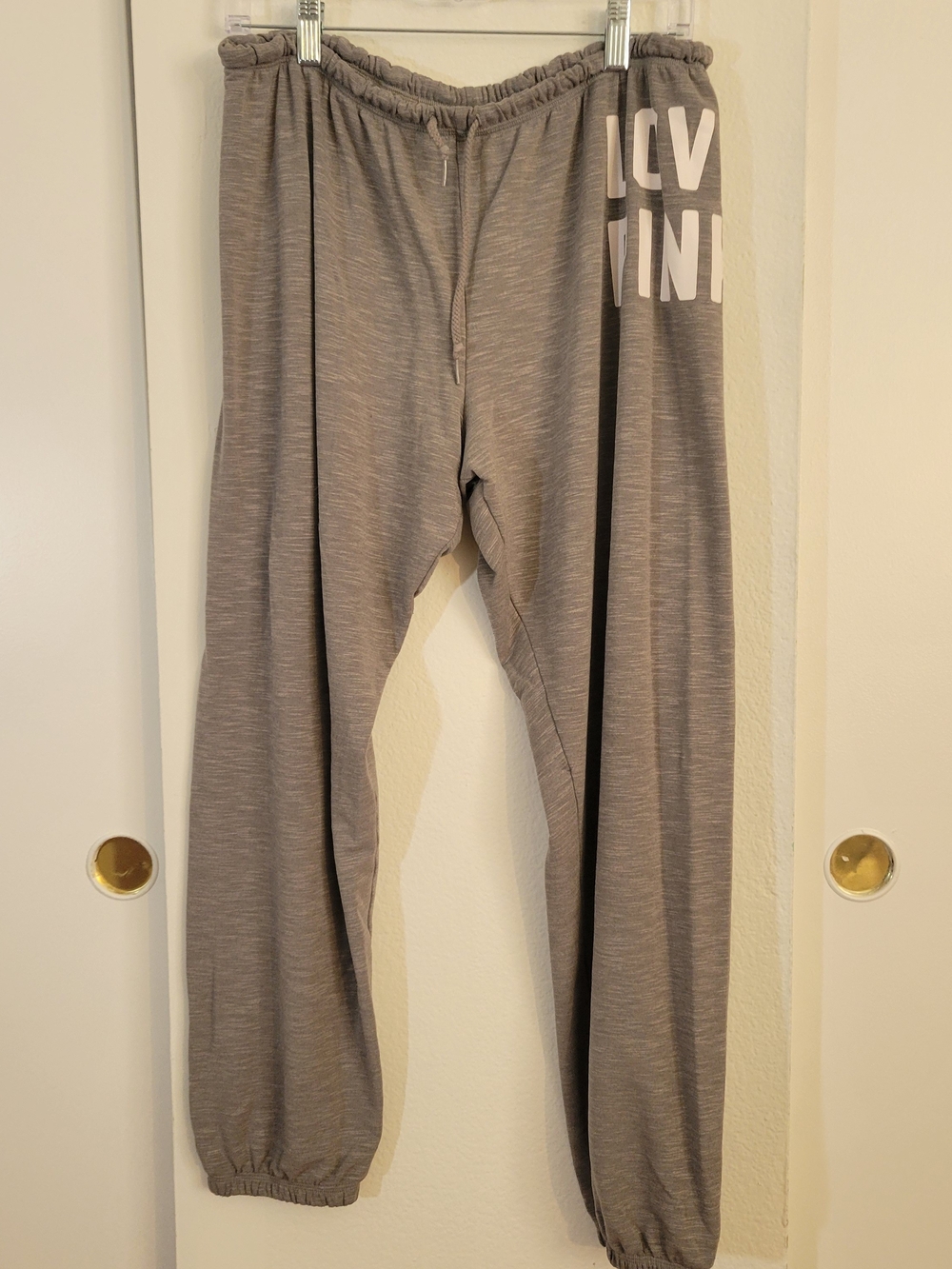 PINK Victoria's Secret Gray Heather Drawstring Joggers with Side Logo